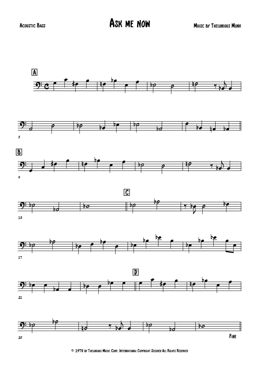 Ask Me Now Double Bass scores gallery preview page 1