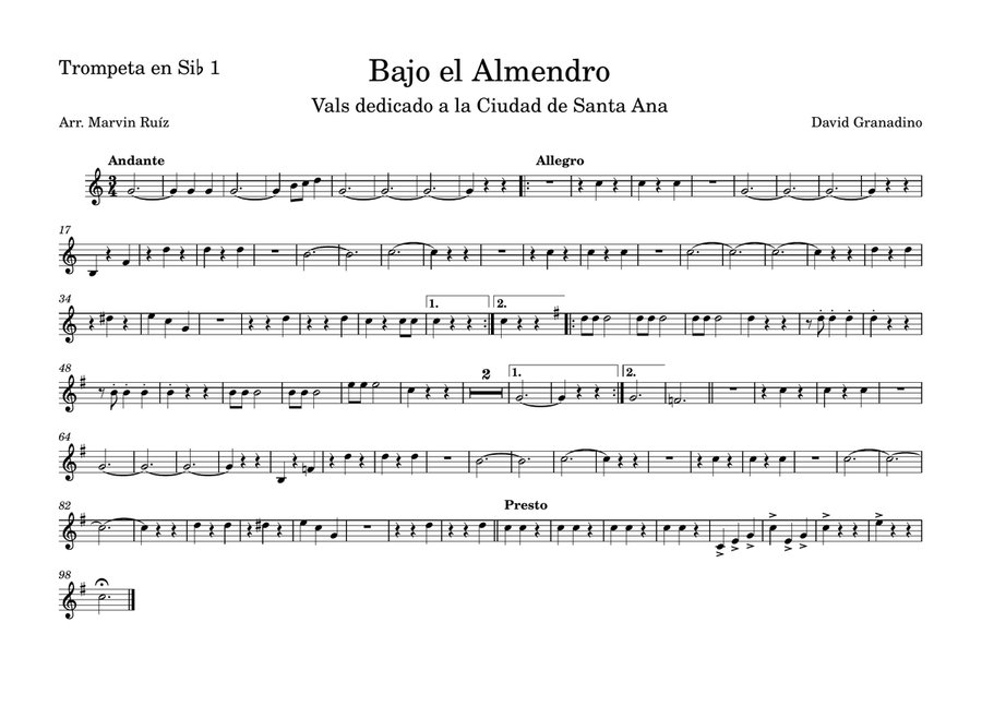 Bajo el Almendro Marching Band scores gallery preview page 6