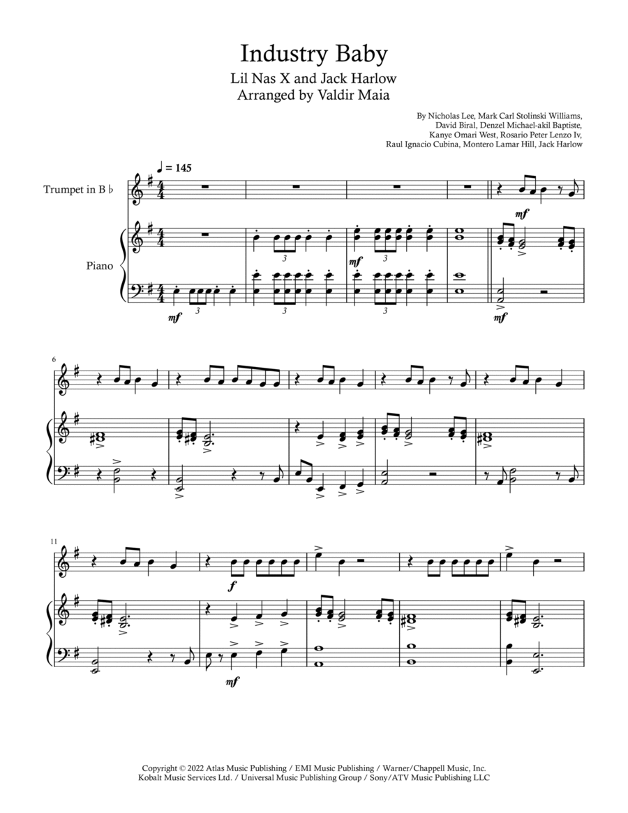 Industry Baby B-Flat Trumpet scores gallery preview page 1