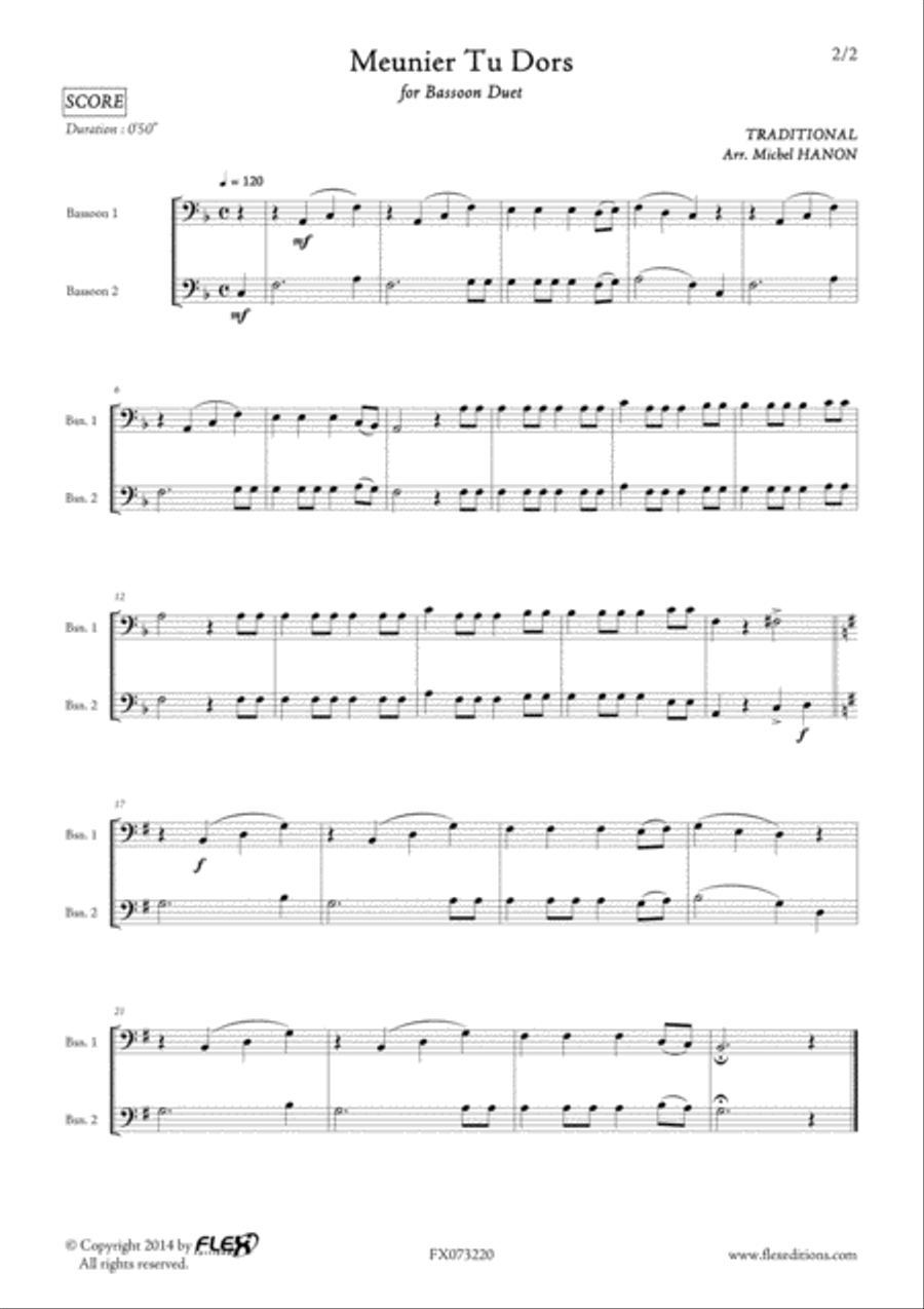 Meunier Tu Dors Woodwind Duet scores gallery preview page 2