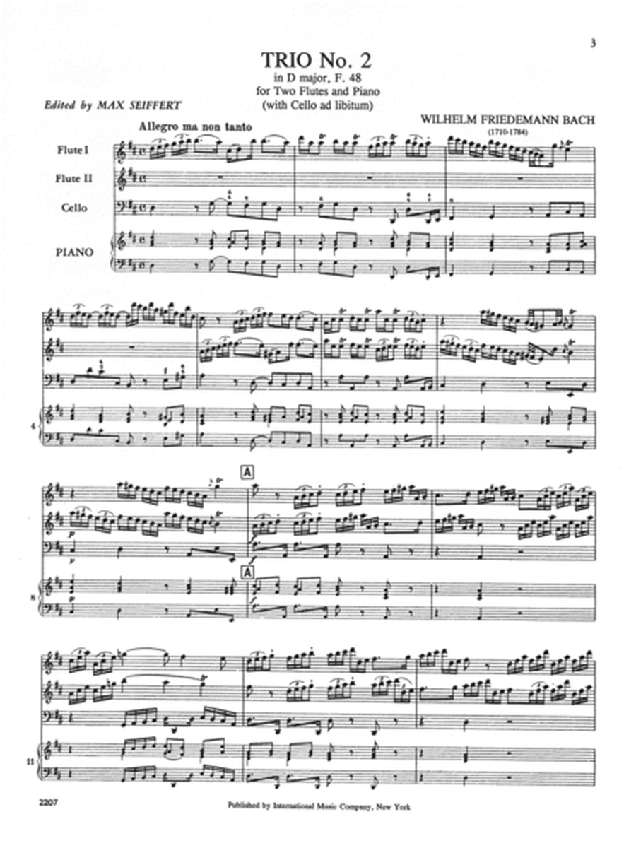 Trio No. 2 In D Major, F. 48 (With Cello Ad Lib.)