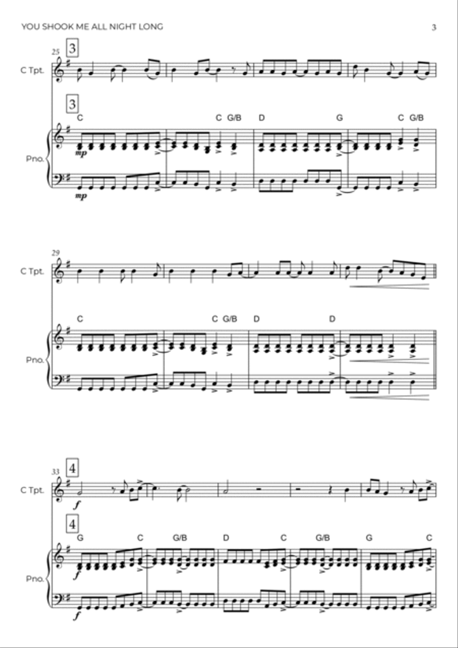 You Shook Me All Night Long Trumpet Duet scores gallery preview page 4