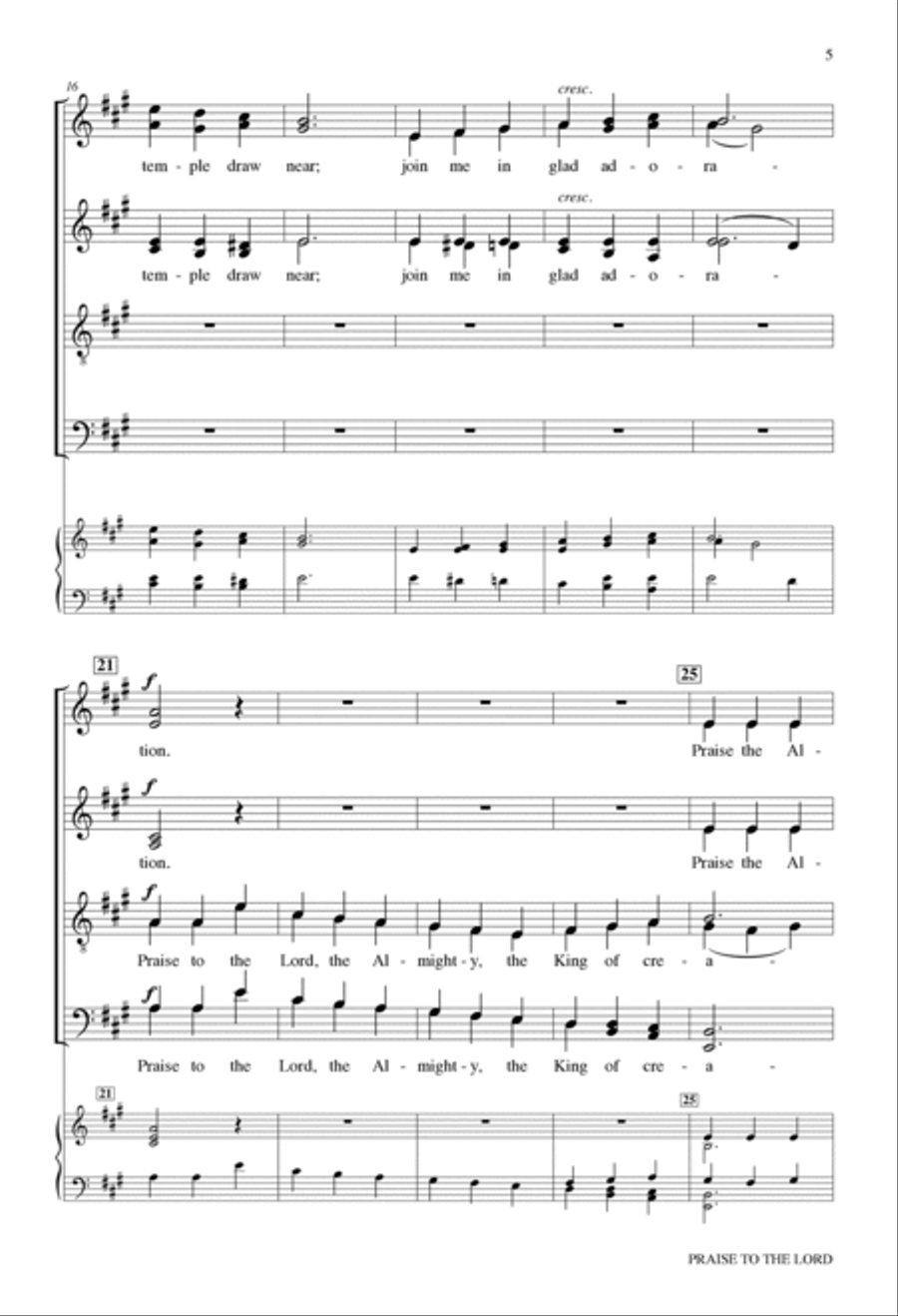 Praise to the Lord (revised edition) Divisi scores gallery preview page 5