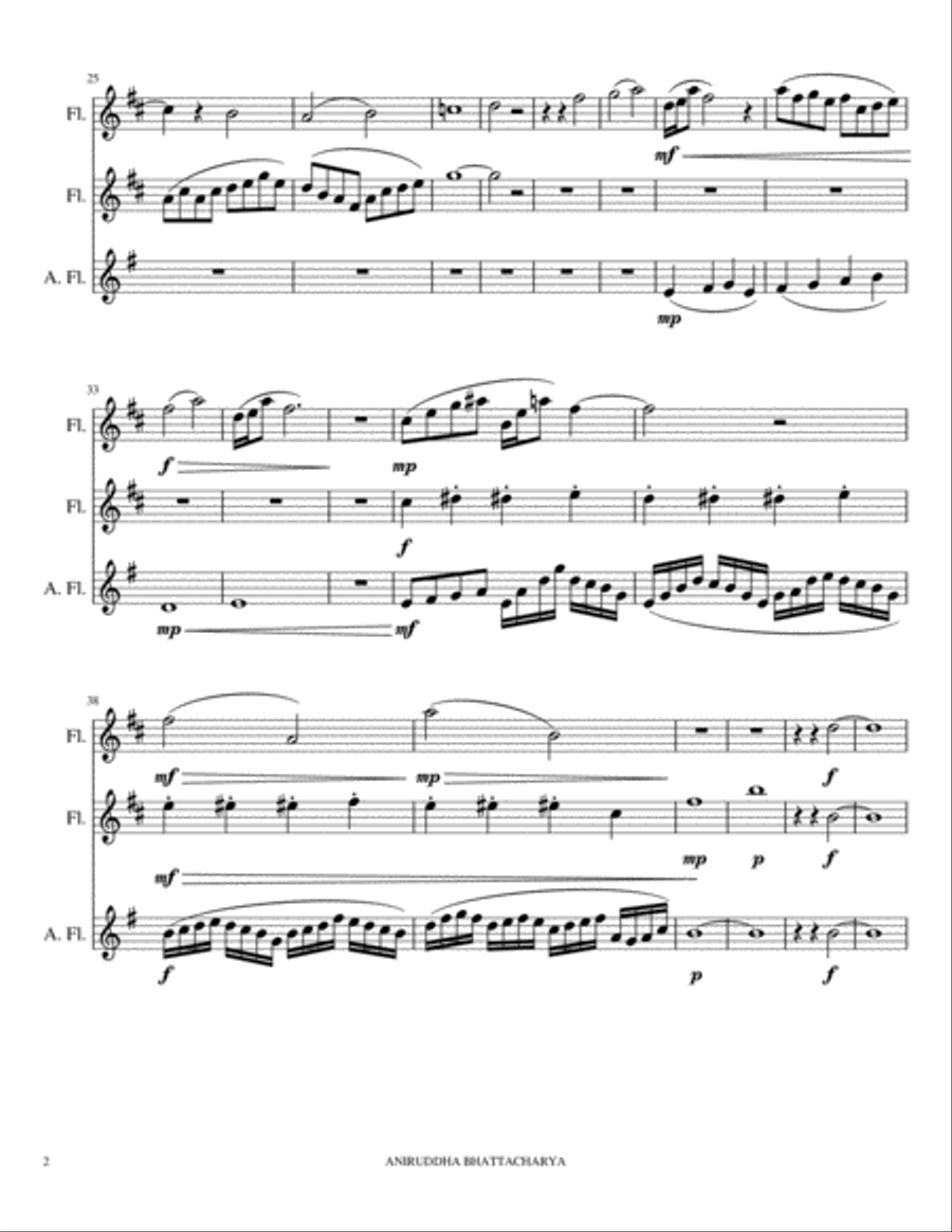 Chaos invasion-a flute trio(2 c-flute & 1 G-flute) Flute Trio scores gallery preview page 2