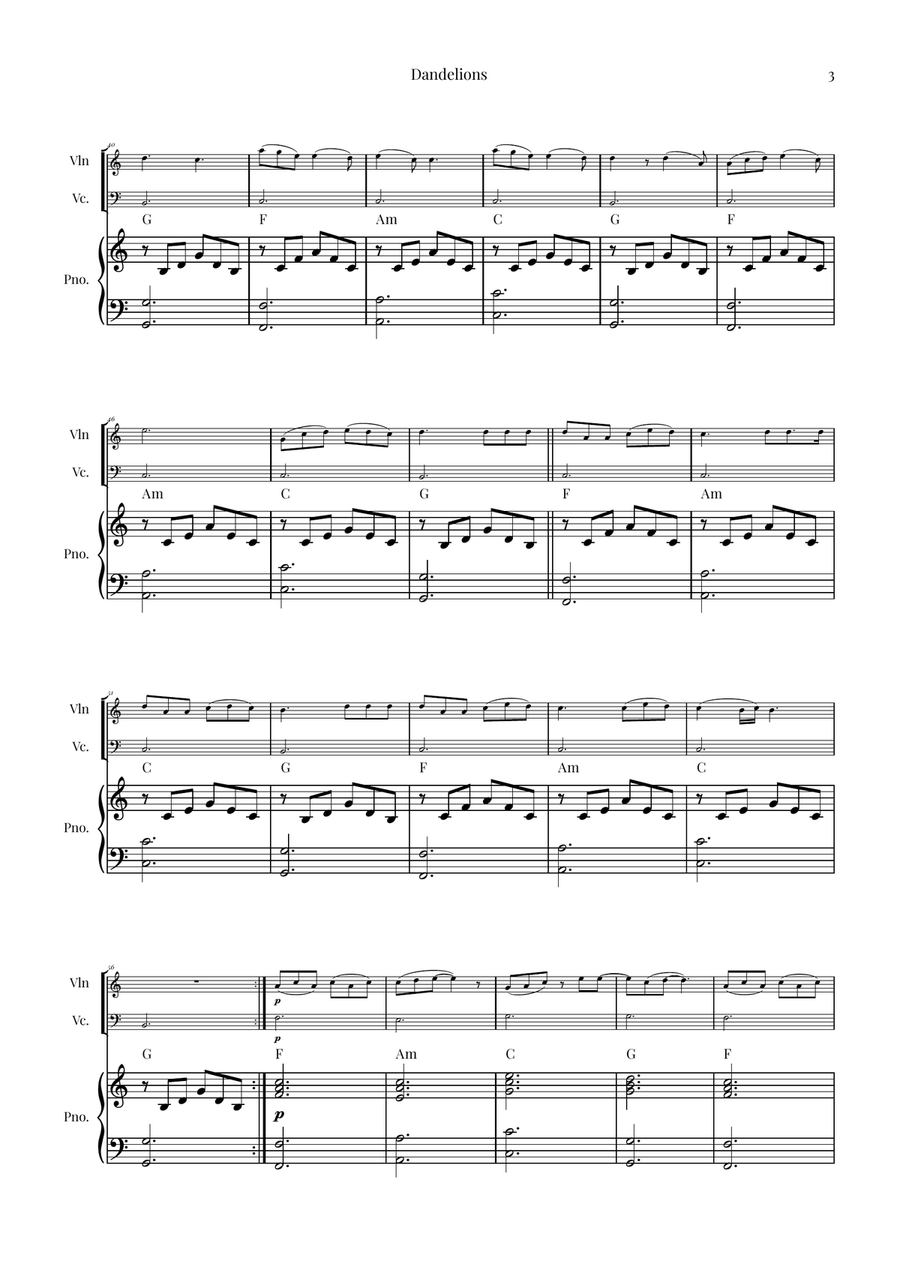 Dandelions Piano Trio scores gallery preview page 3