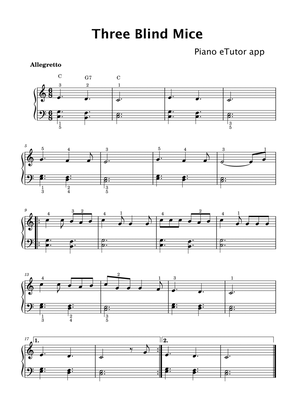 Three Blind Mice (folk song) - piano