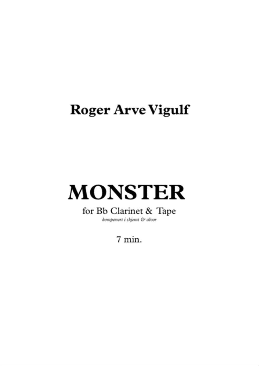 MONSTER for Solo Bb clarinet and Tape Small Ensemble scores gallery preview page 1