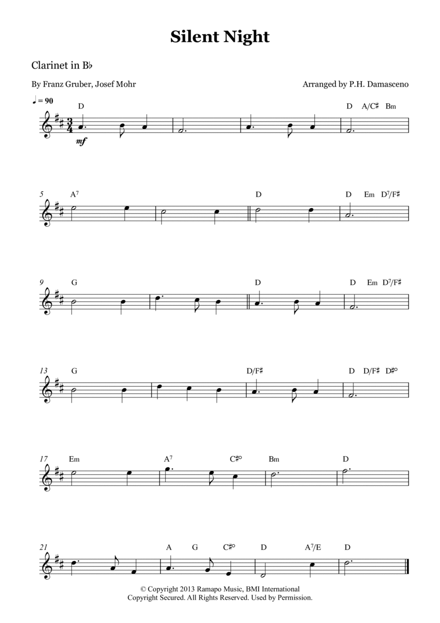 Silent Night Silent Night Clarinet Solo scores gallery preview page 1