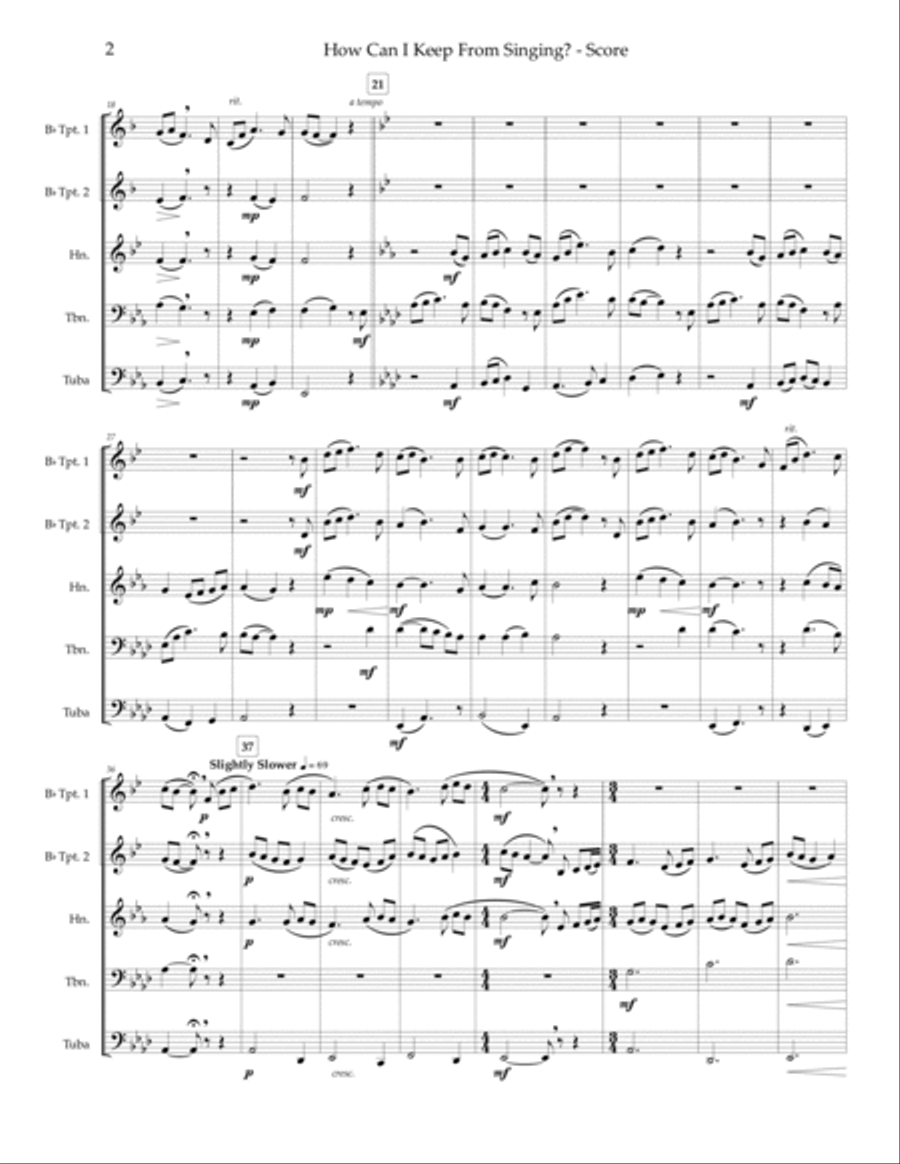 How Can I Keep From Singing? - brass quintet Brass Quintet scores gallery preview page 4