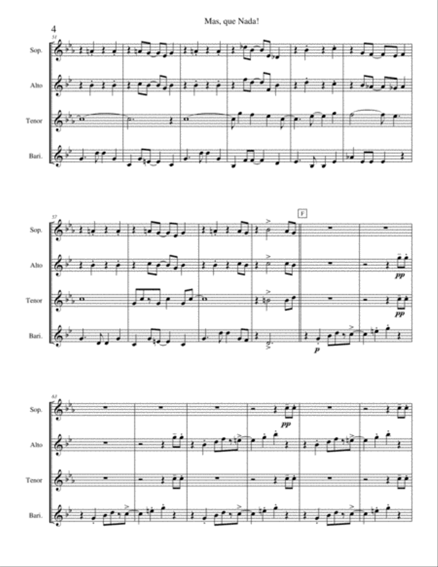 Mas Que Nada Saxophone Quartet scores gallery preview page 6