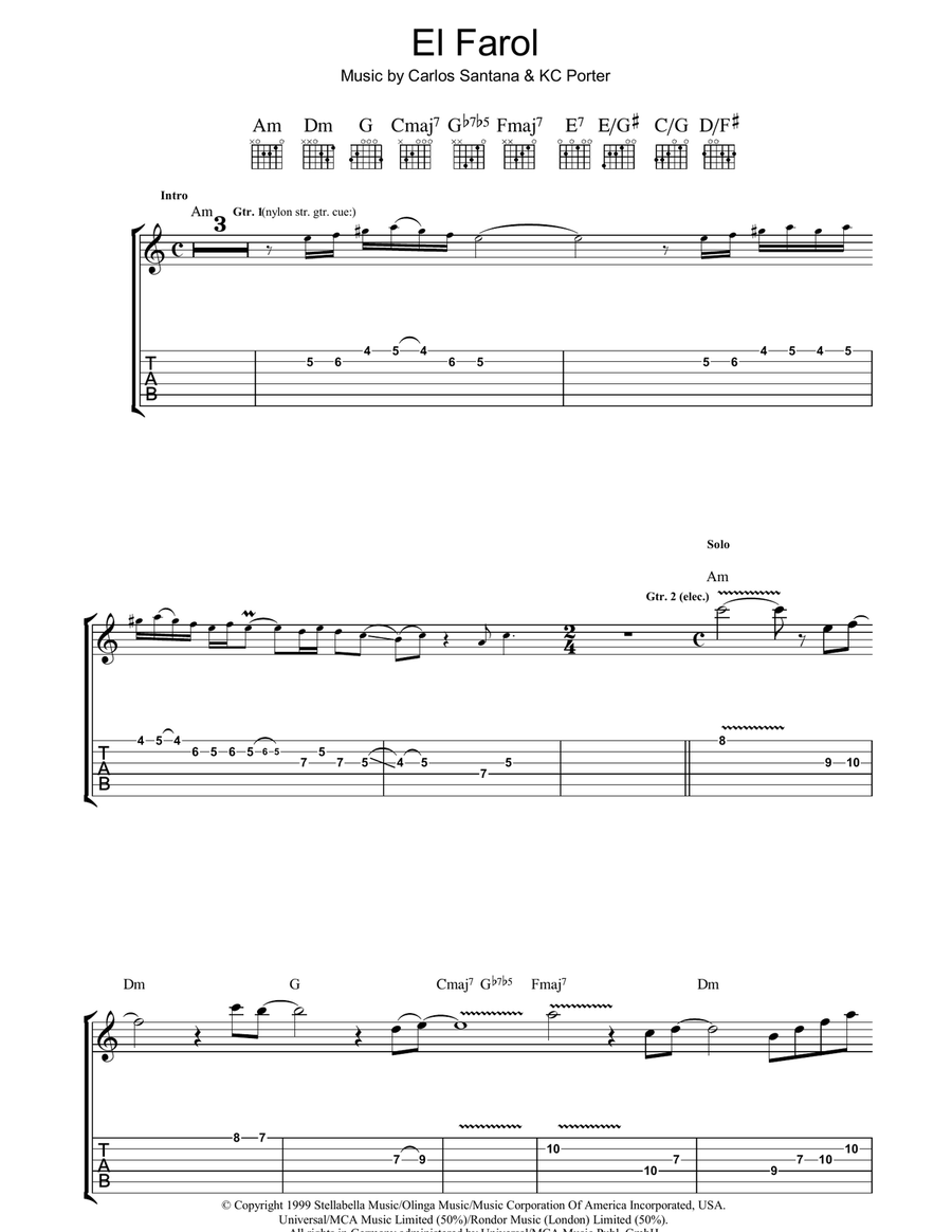 El Farol Guitar Tablature scores gallery preview page 1