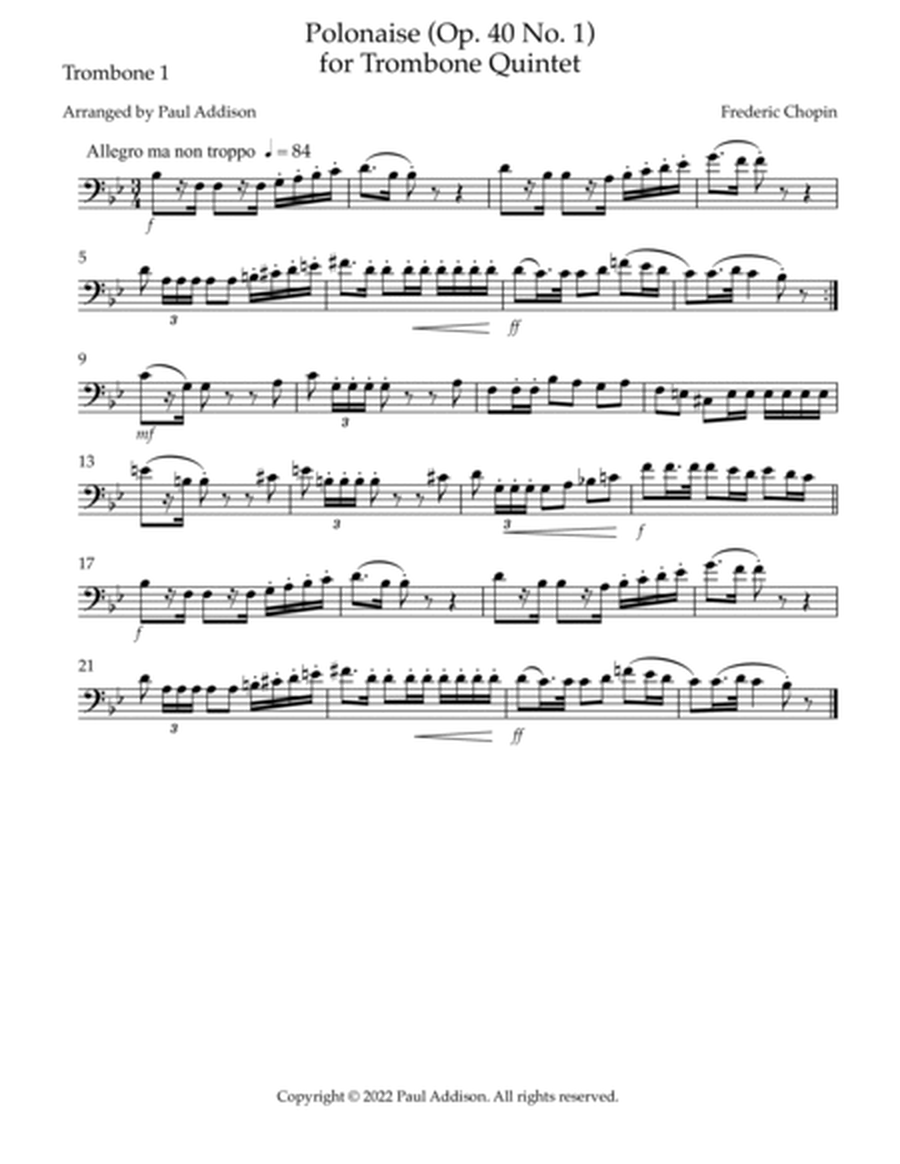Polonaise (Op. 40 No. 1) for Trombone Quintet