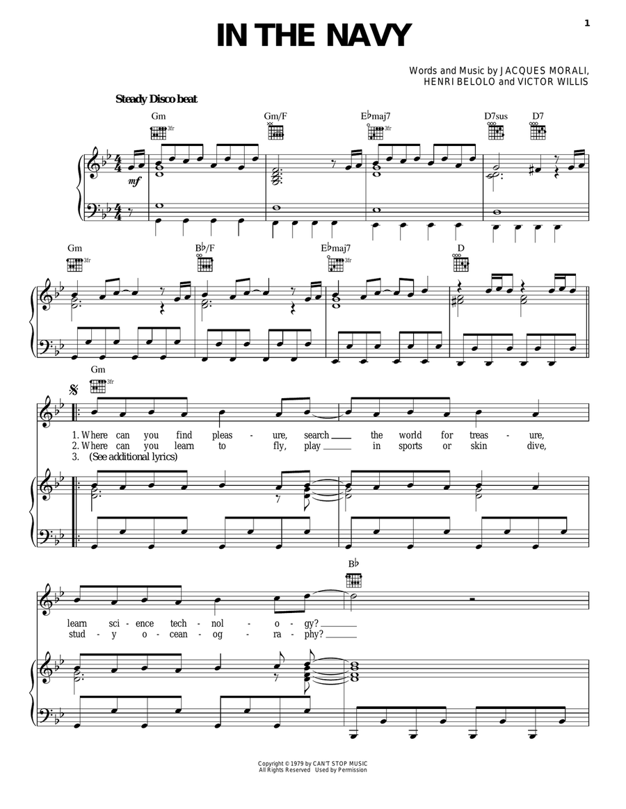 In The Navy In The Navy Piano, Vocal, Guitar scores gallery preview page 1