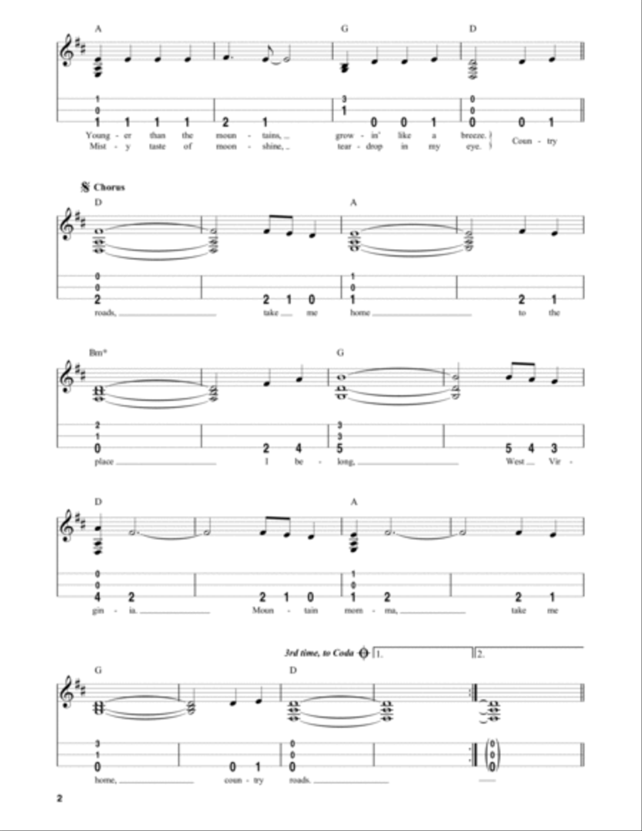 Take Me Home, Country Roads (arr. Steven B. Eulberg) Dulcimer scores gallery preview page 2
