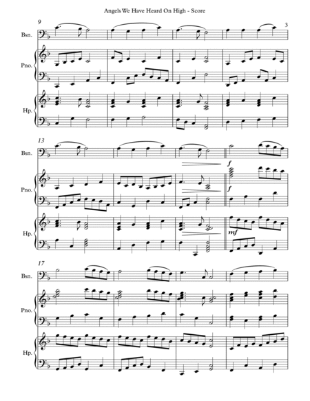 Angels We Have Heard On High, Trio for Bassoon, Harp and Piano by Serena O'Meara Bassoon - Digital Sheet Music