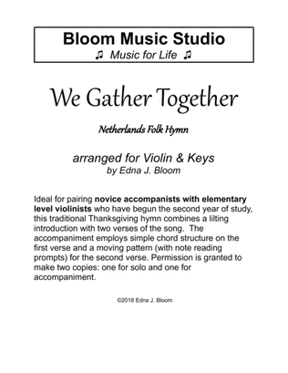 We Gather Together Violin & Keys Thanksgiving Duet