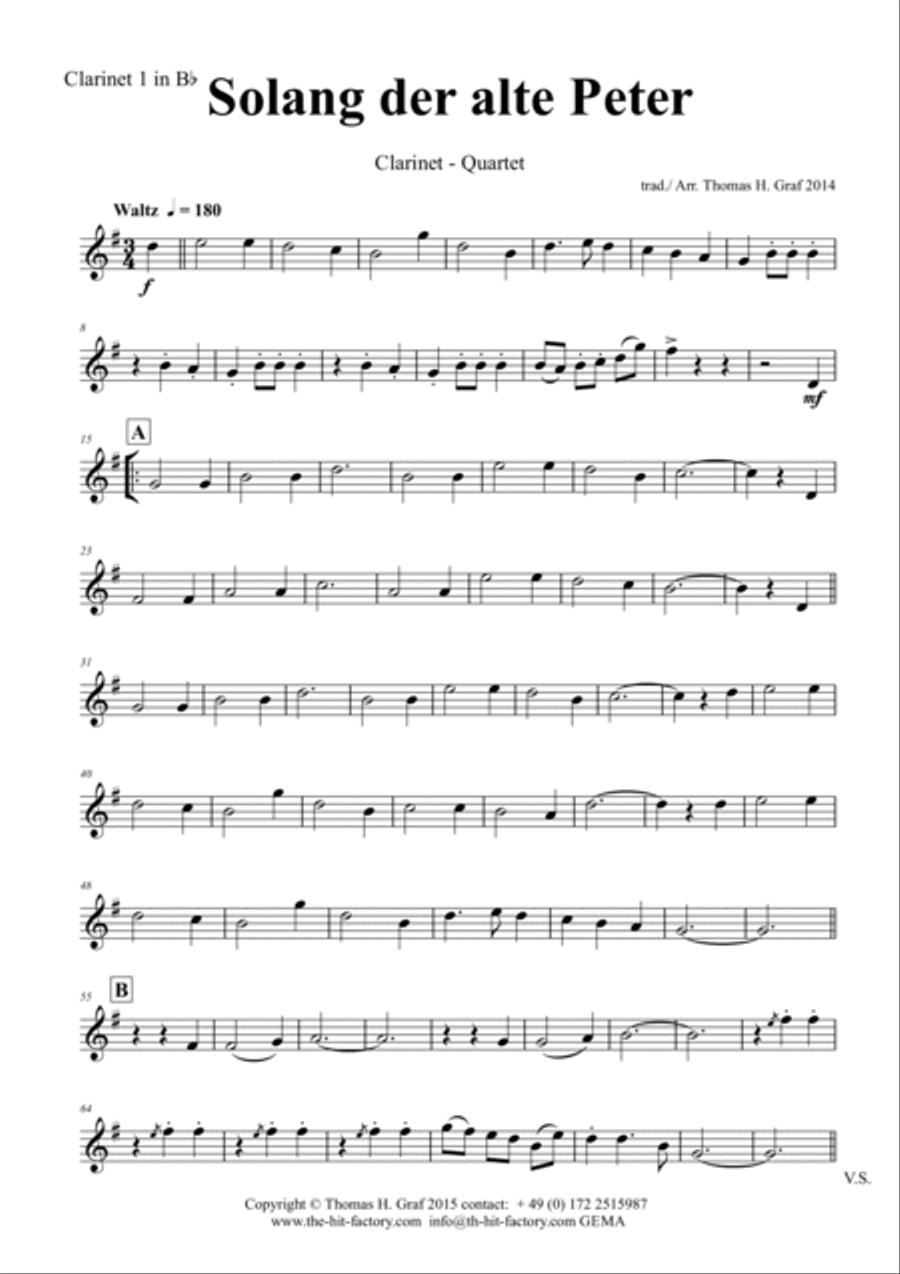 Solang der alte Peter - Munich City anthem - Clarinet Quartet Clarinet Quartet scores gallery preview page 4