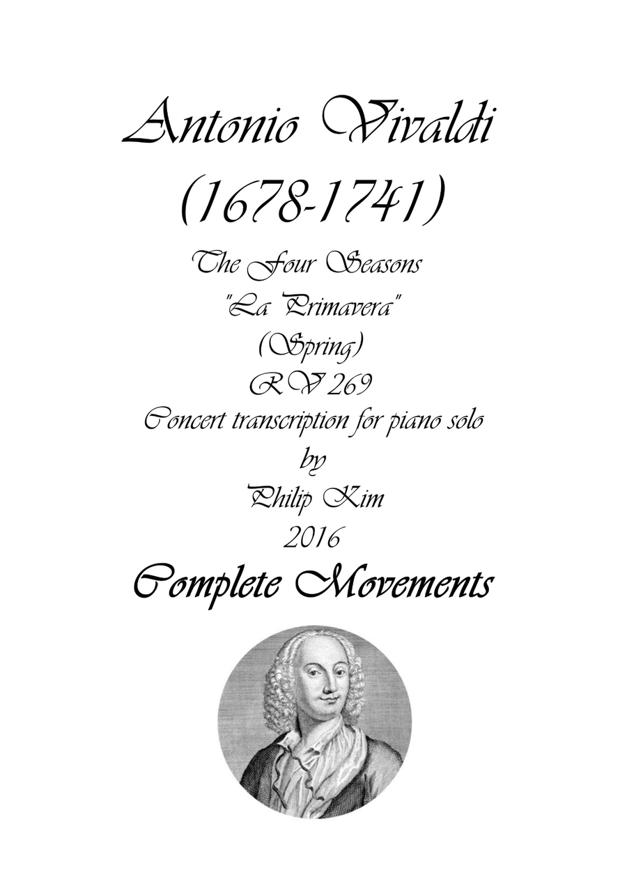 'Spring' (Complete) from The Four Seasons by Vivaldi for Piano Solo Piano Solo scores gallery preview page 1