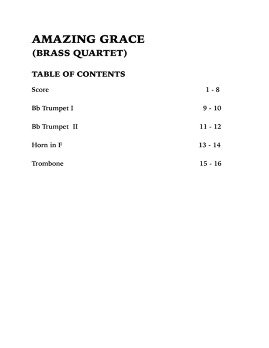 Amazing Grace (Brass Quartet): Two Trumpets, Horn in F and Trombone image number null