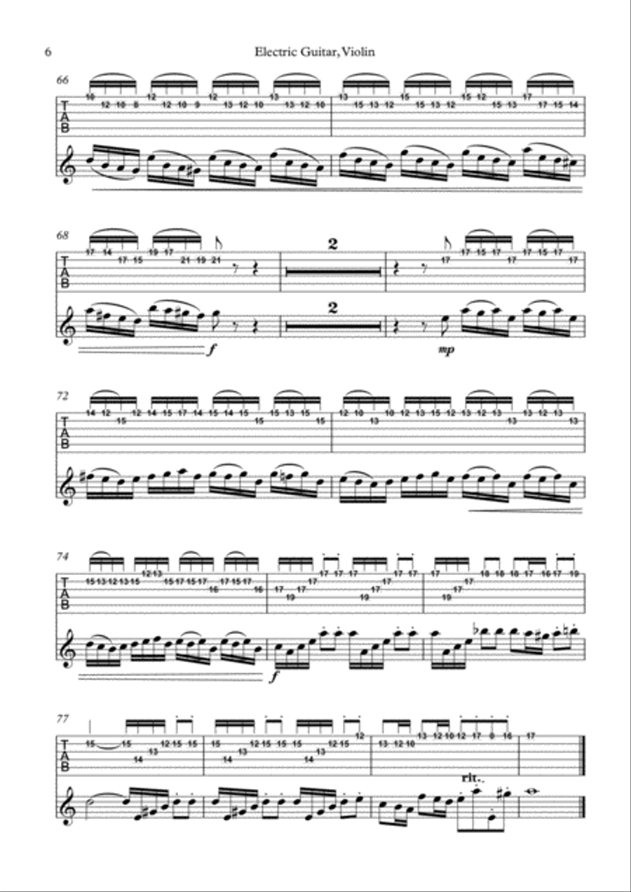 Vivaldi Concerto in A minor RV356 - Electric guitar solo part Electric Guitar scores gallery preview page 6