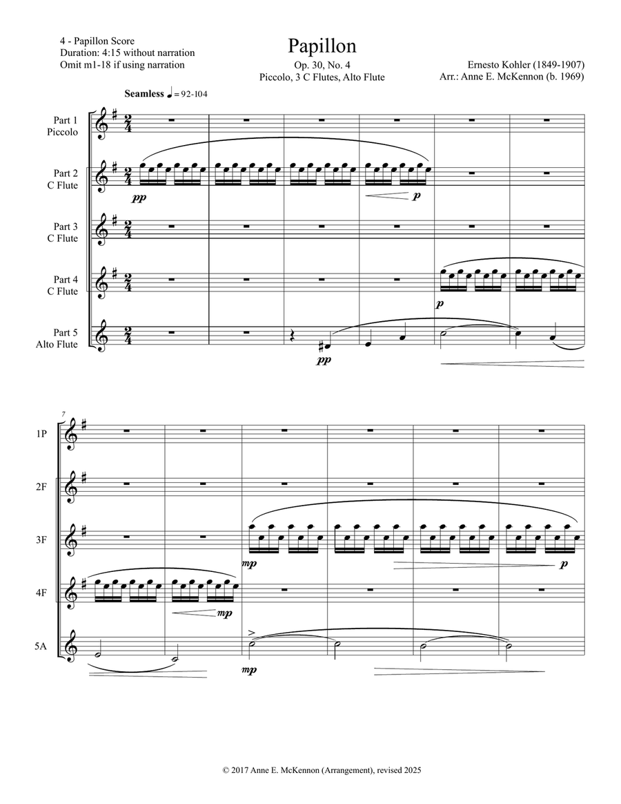 Papillon: The Butterfly Story Woodwind Quintet scores gallery preview page 6