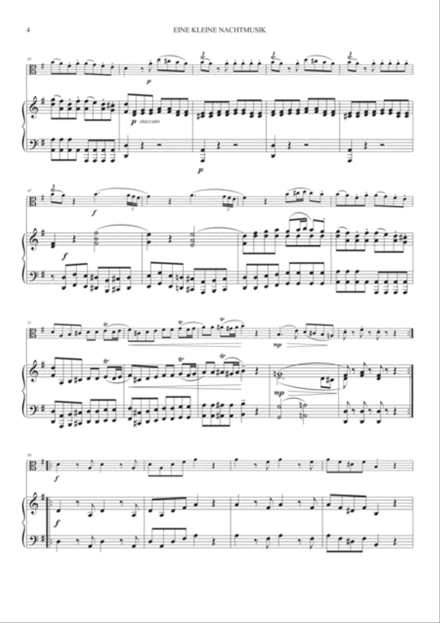 Eine Kleine Nachtmusik (1st Mov.) for Viola and Piano Piano scores gallery preview page 4