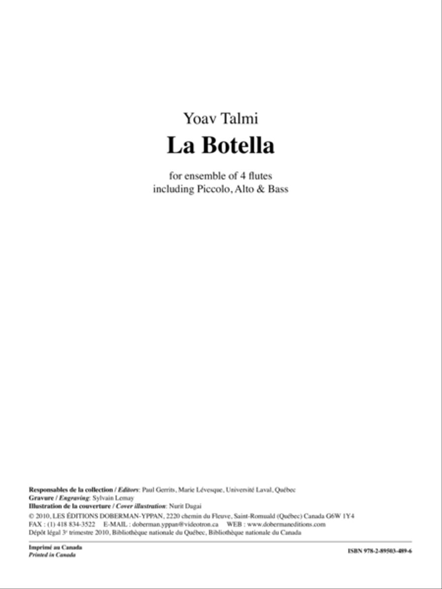 La Botella Flute Quartet scores gallery preview page 1
