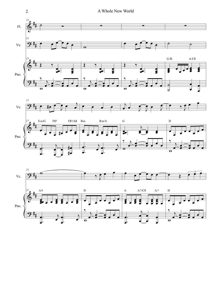 A Whole New World (from 'Aladdin') Piano Trio scores gallery preview page 2