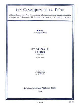 Book cover for Sonata No. 5, BWV1034 in E Minor - Classiques No. 8