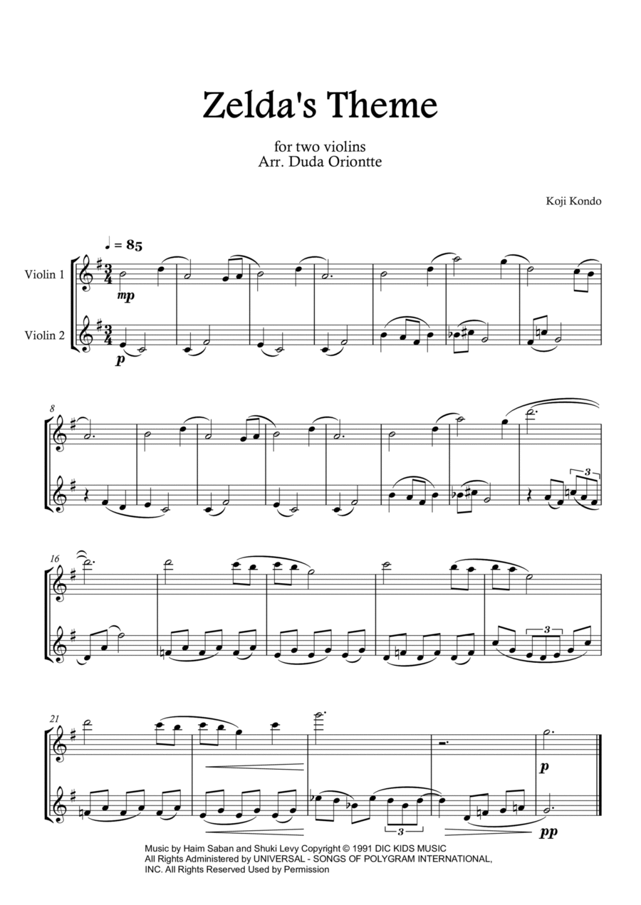 Zelda's Theme String Duet scores gallery preview page 1