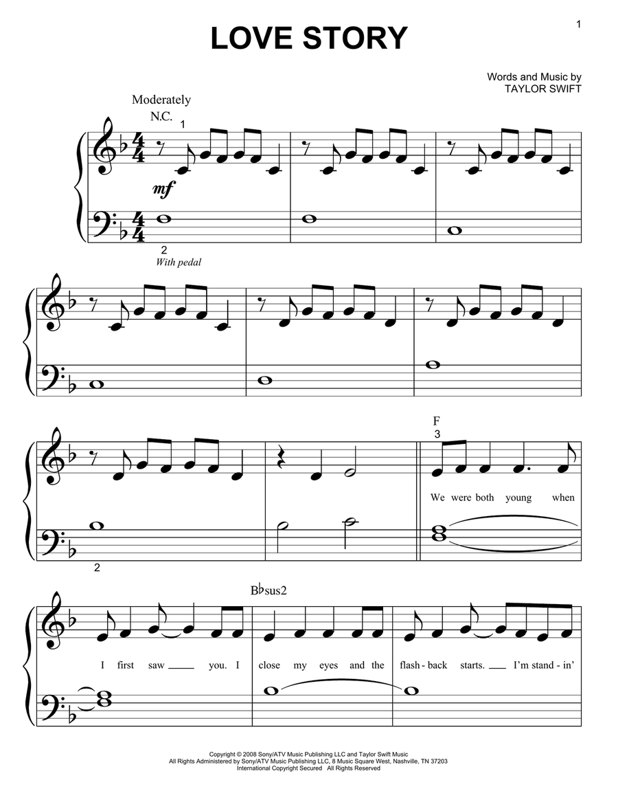 Love Story Easy Piano scores gallery preview page 1