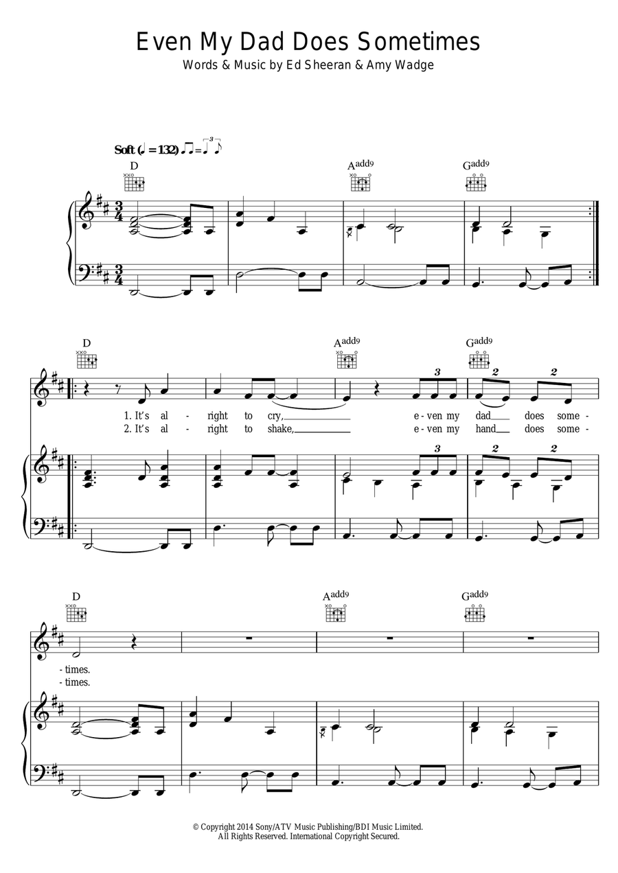 Even My Dad Does Sometimes Piano, Vocal, Guitar scores gallery preview page 1