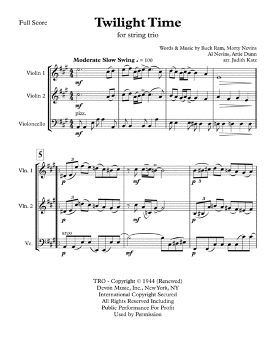 Twilight Time String Trio scores gallery preview page 1
