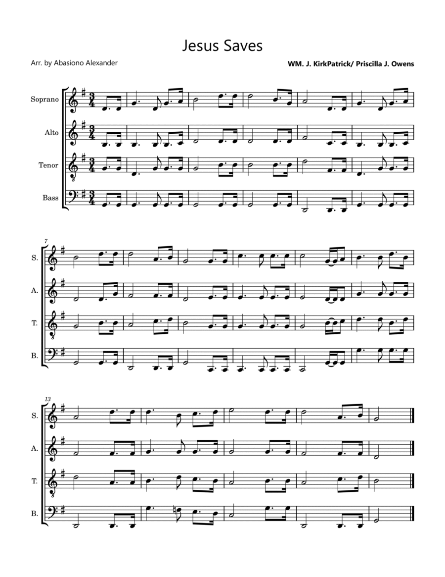 Jesus Saves 4-Part scores gallery preview page 1