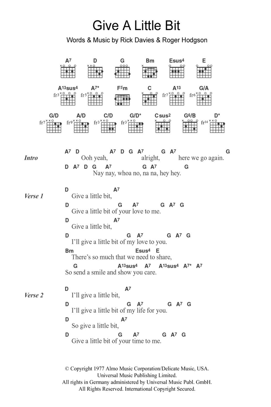 Give A Little Bit Give A Little Bit Acoustic Guitar scores gallery preview page 1