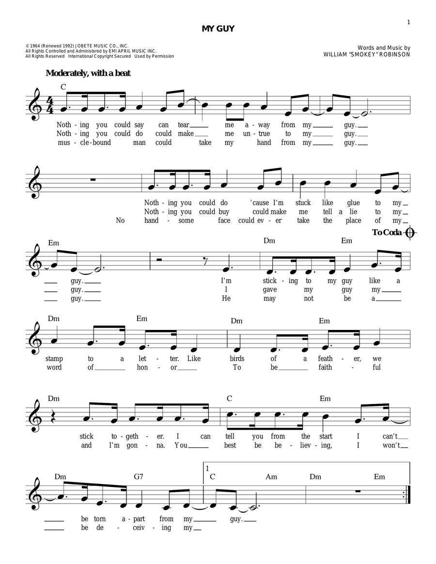 My Guy My Guy Piano scores gallery preview page 1