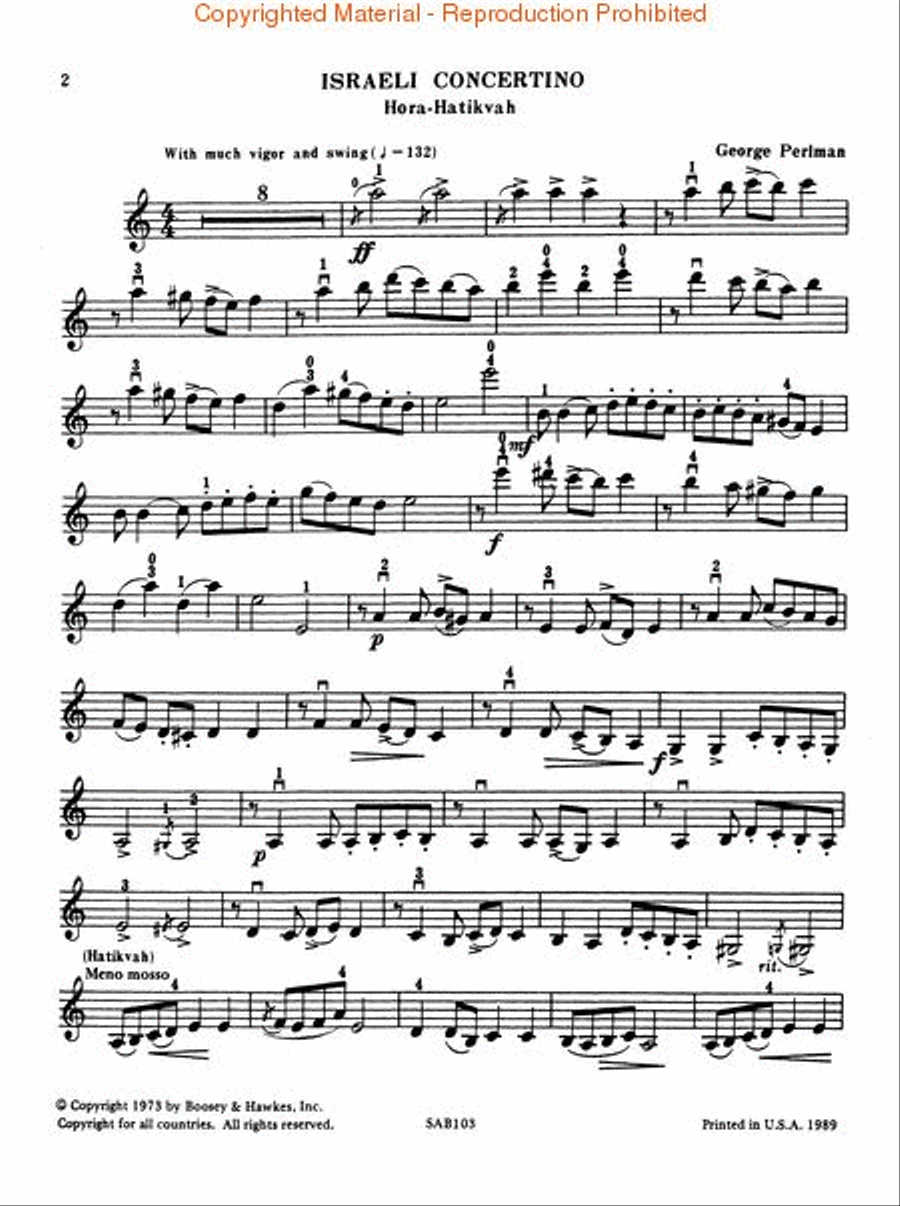 Israeli Concertino Violin Solo scores gallery preview page 3