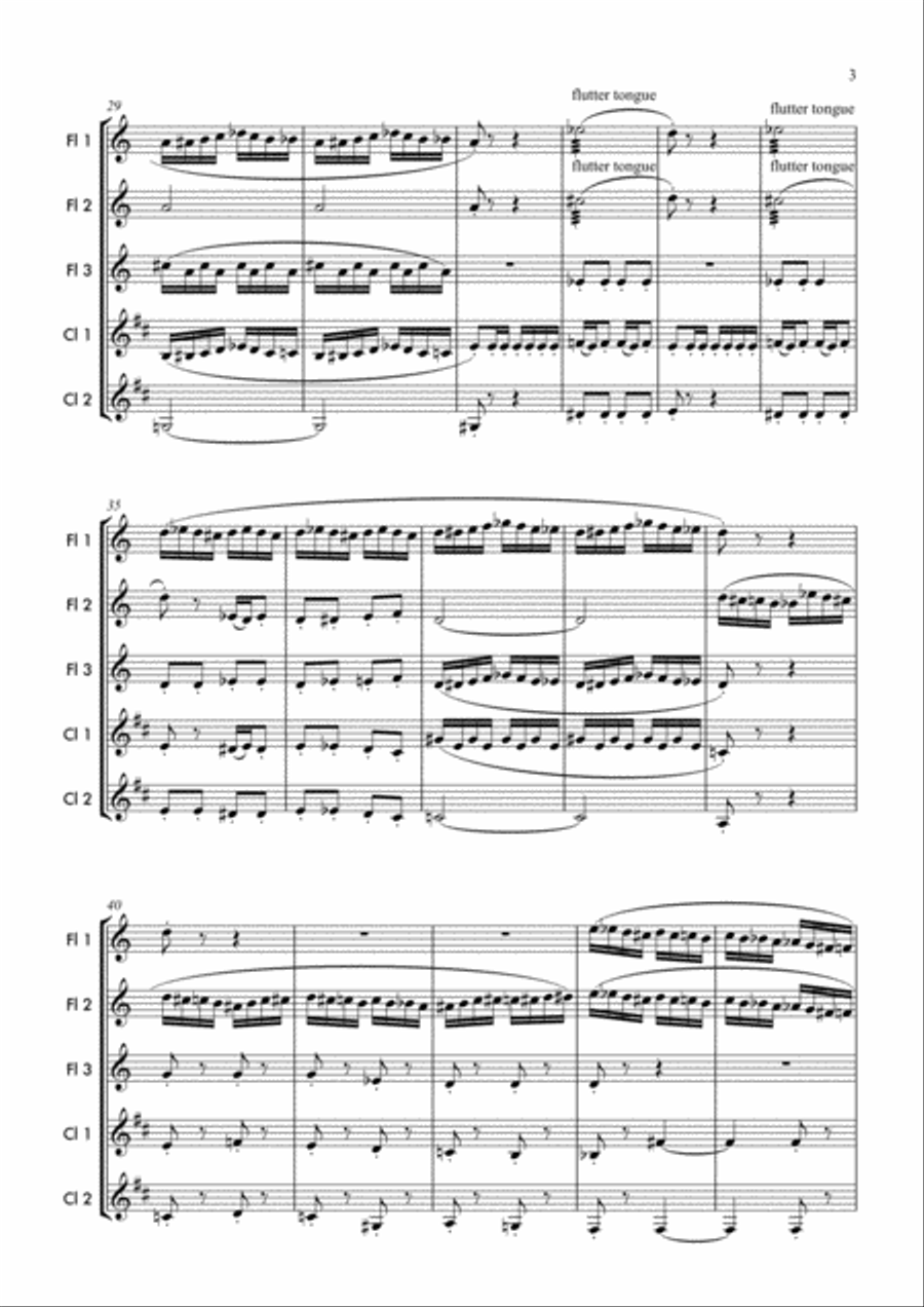 Flight of the Bumblebee by Nikolai Rimsky-Korsakov Woodwind Ensemble scores gallery preview page 4