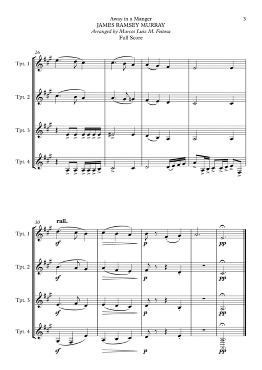 Away in a Manger - Trumpet Quartet image number null