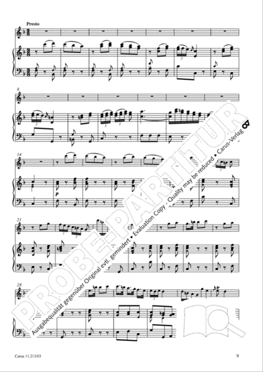 Concertino in F major for recorder and strings (Concertino in F fur Blockflote und Streicher) Recorder scores gallery preview page 10