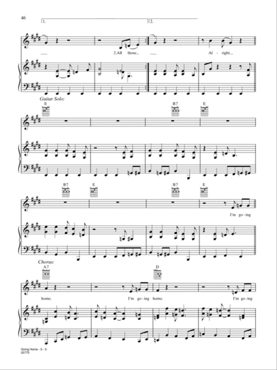 Goin' Home Goin' Home Piano, Vocal, Guitar scores gallery preview page 3