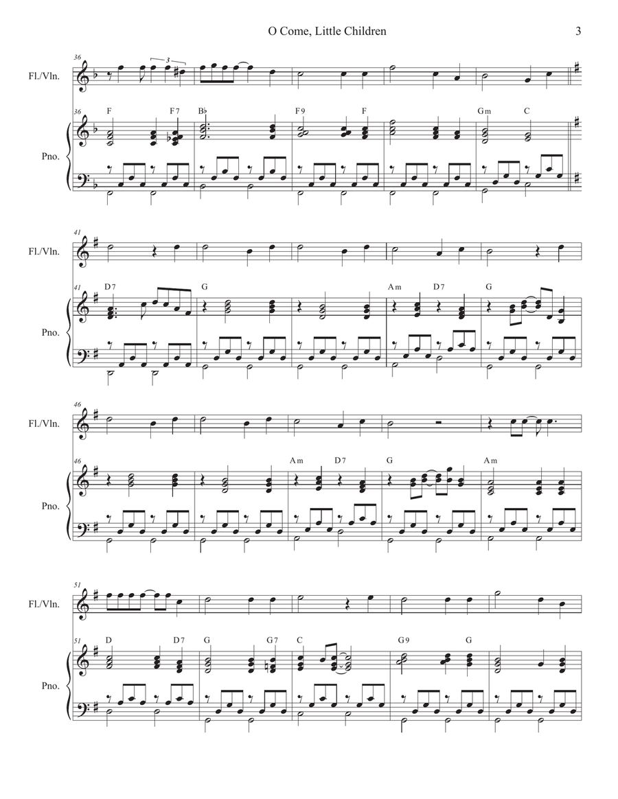 O Come, Little Children (Flute or Violin solo and Piano) O Come, Little Children (Flute or Violin solo and Piano) Flute scores gallery preview page 4