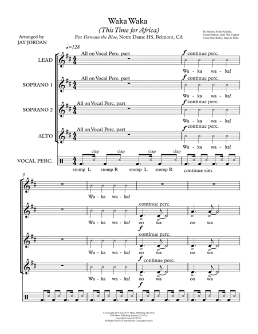 Waka Waka (this Time For Africa) SSA scores gallery preview page 2