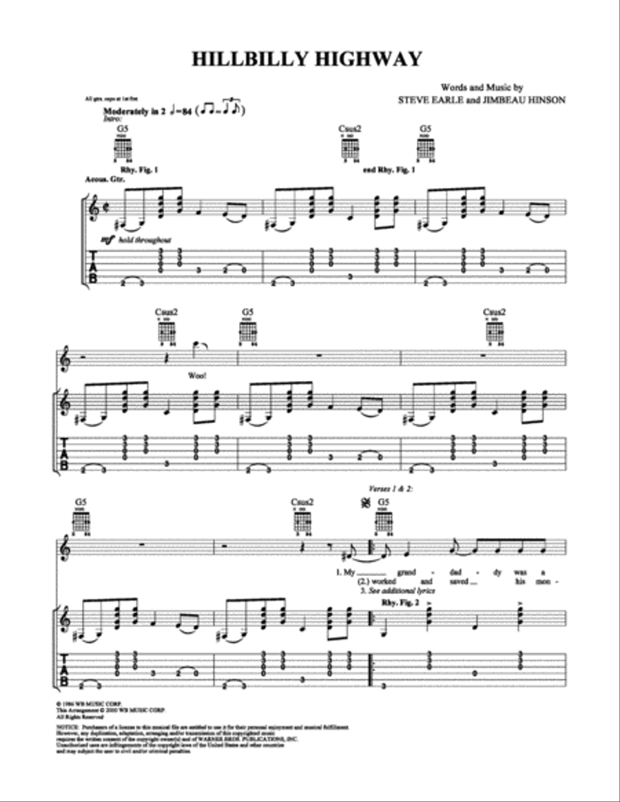 Hillbilly Highway Electric Guitar scores gallery preview page 1