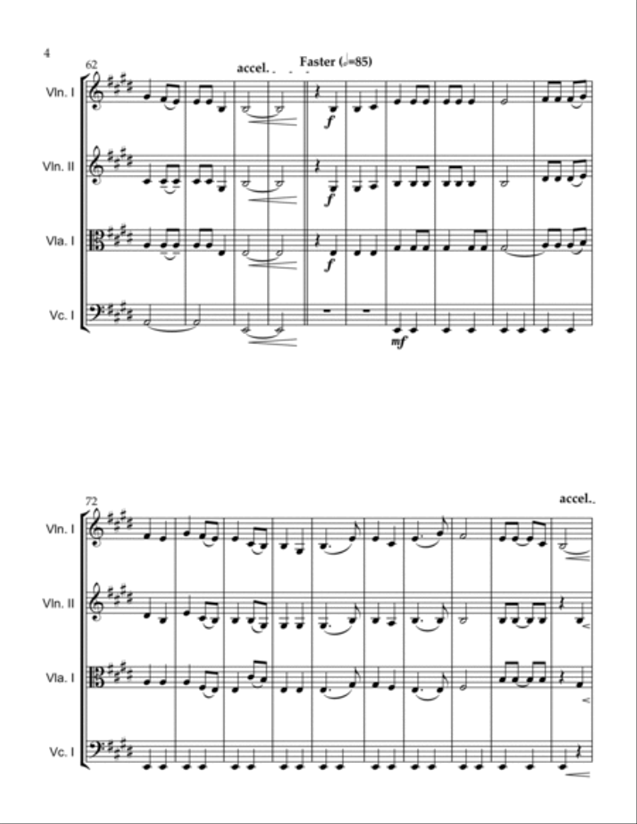 Down To The River To Pray String Quartet scores gallery preview page 4