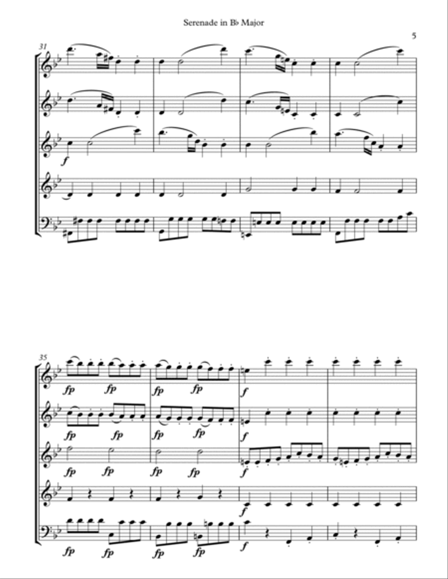 Mozart: Serenade in Bb Major, K. 361 (Gran Partita) for Wind Quintet Mvmt. 1 (Largo/Allegro) Woodwind Quintet scores gallery preview page 5