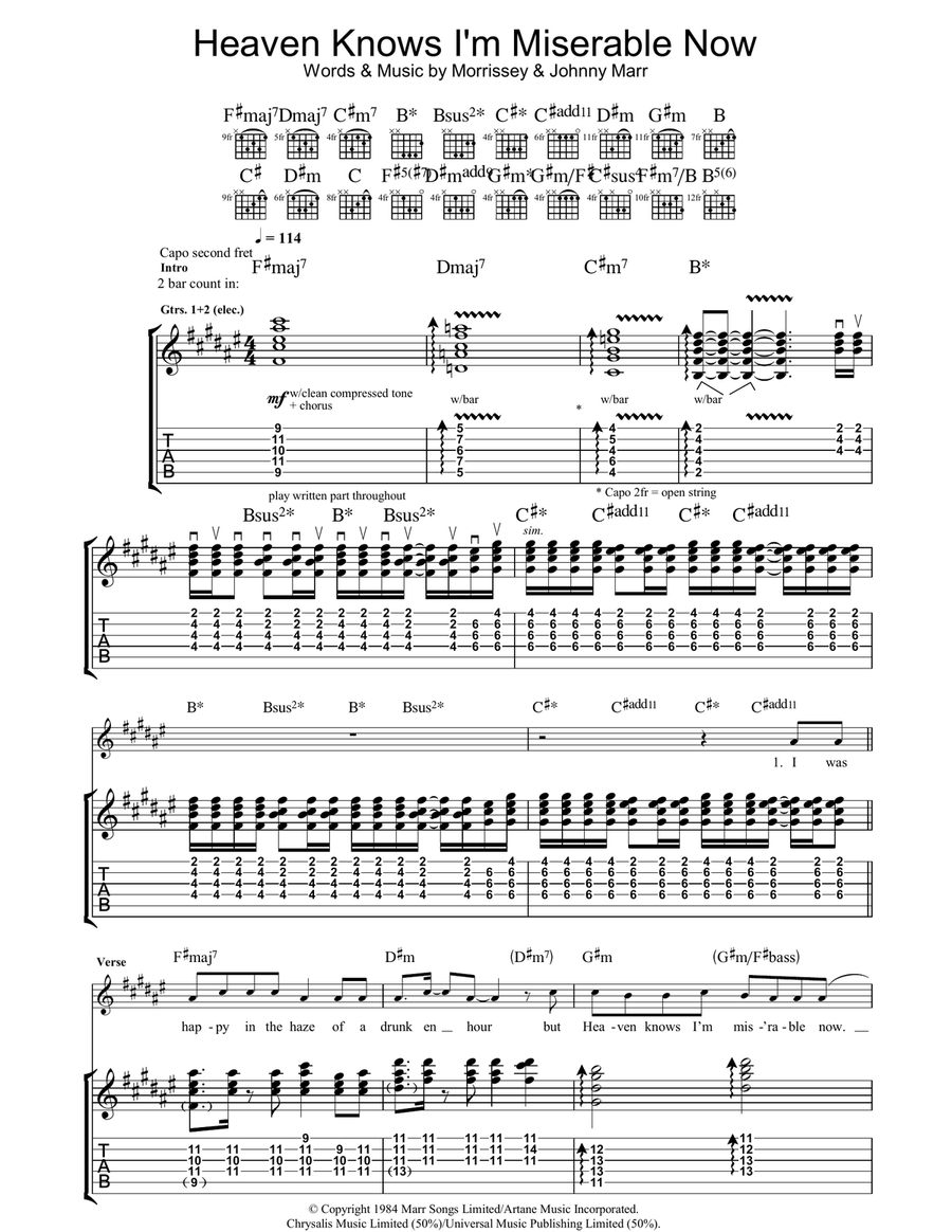 Heaven Knows I'm Miserable Now Acoustic Guitar scores gallery preview page 1