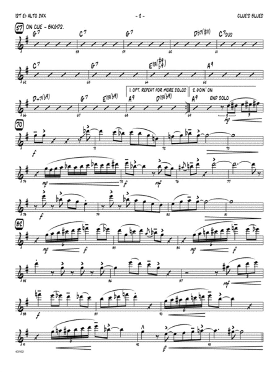 Clue #39 s Blues 1st Eb Alto Saxophone Alto Saxophone Digital Sheet