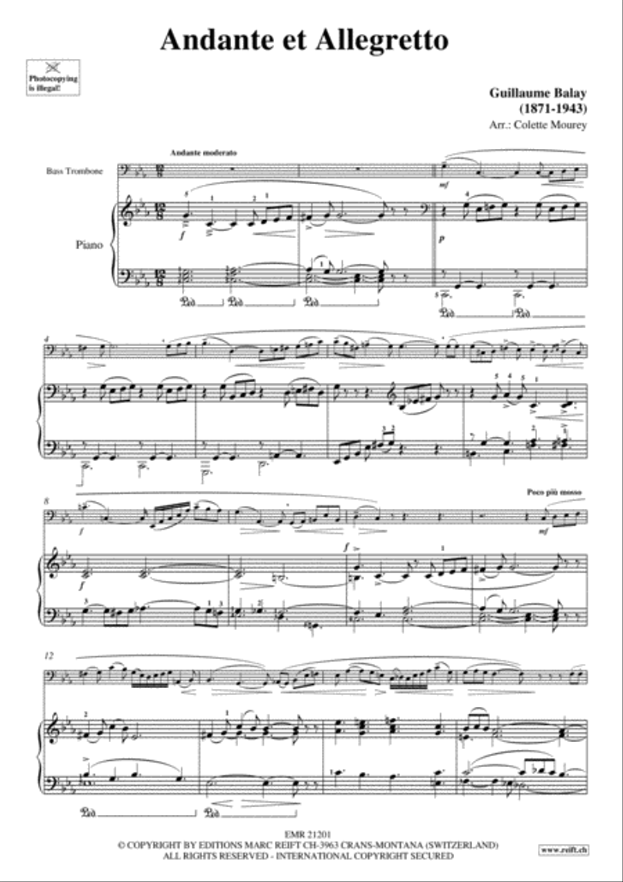 Andante et Allegretto Andante et Allegretto Bass Trombone scores gallery preview page 3