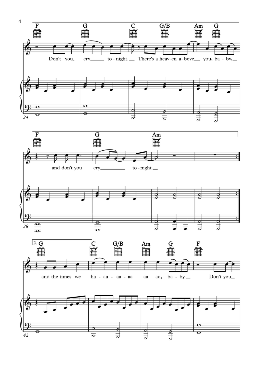 Don't Cry (Alternative Lyrics) Piano, Vocal scores gallery preview page 4